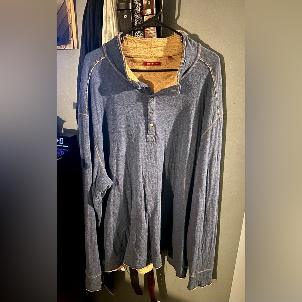 Jeremiah Blue Long Sleeve Henley Shirt